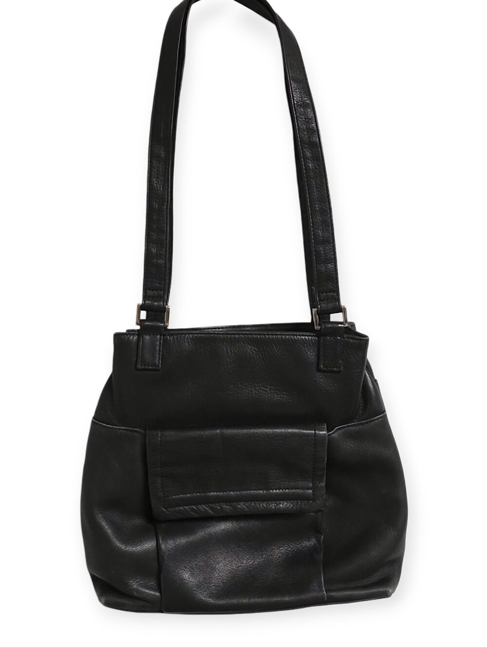 Vintage Wilsons Leather Y2K Black Leather Shoulder Bag Multi Pocket Tote